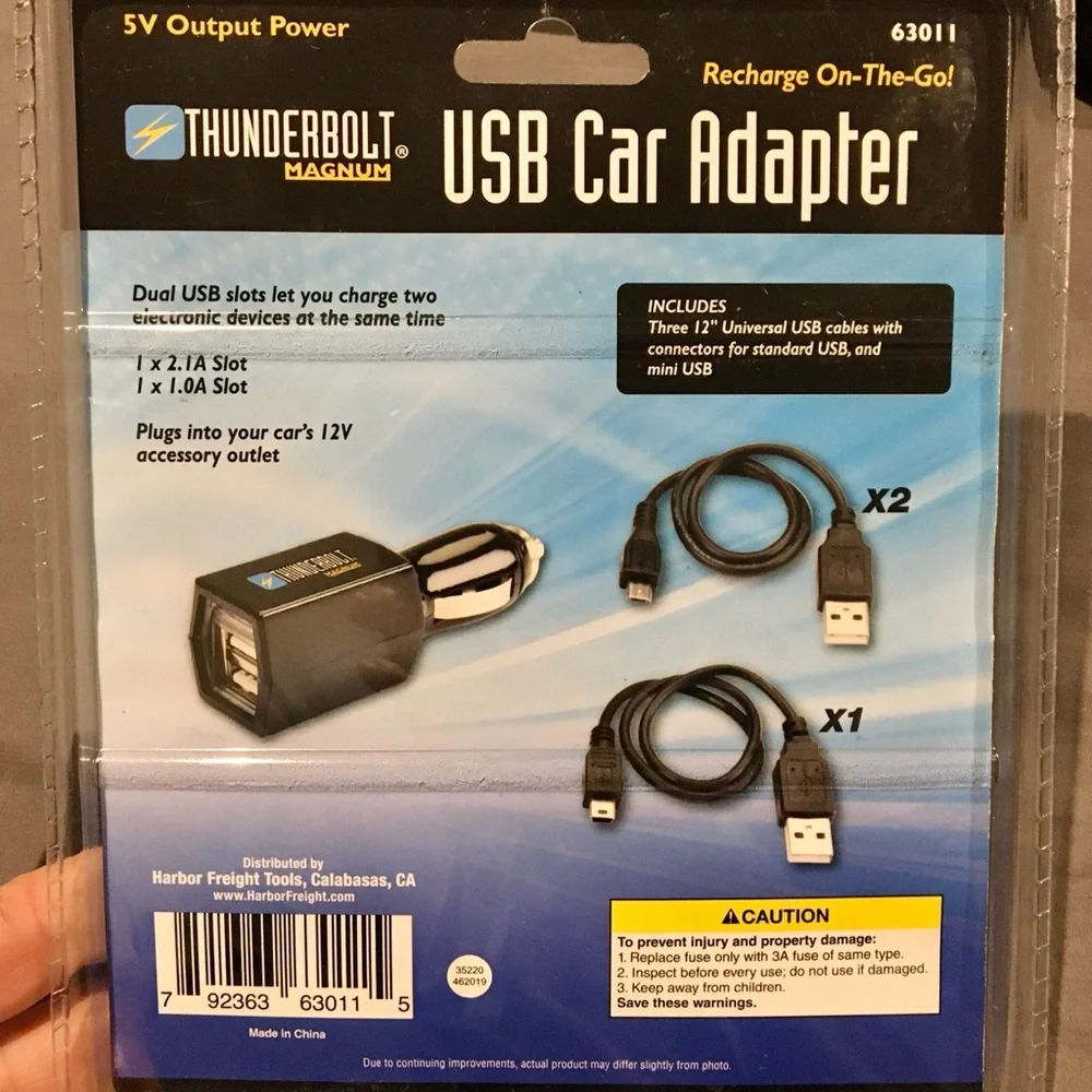 Thunderbolt Magnum USB Car Adapter New!